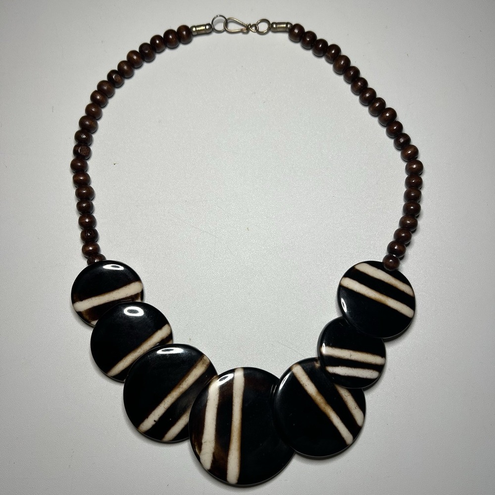Resin Necklaces Batik Print African Jewelry Wood Beads Boho Fashion Jewelry